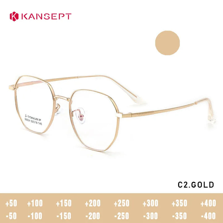 Kansept Women's Full Rim Flat Top Polygon Titanium Reading Glasses 486604