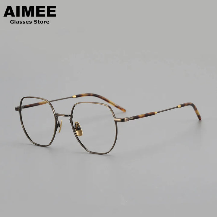Aimee Unisex Full Rim Flat Top Polygon Oval Titanium Eyeglasses 236649