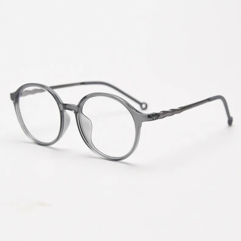 CCspace Unisex Full Rim Round Tr 90 Titanium Eyeglasses 56834 Full Rim CCspace C3Grey