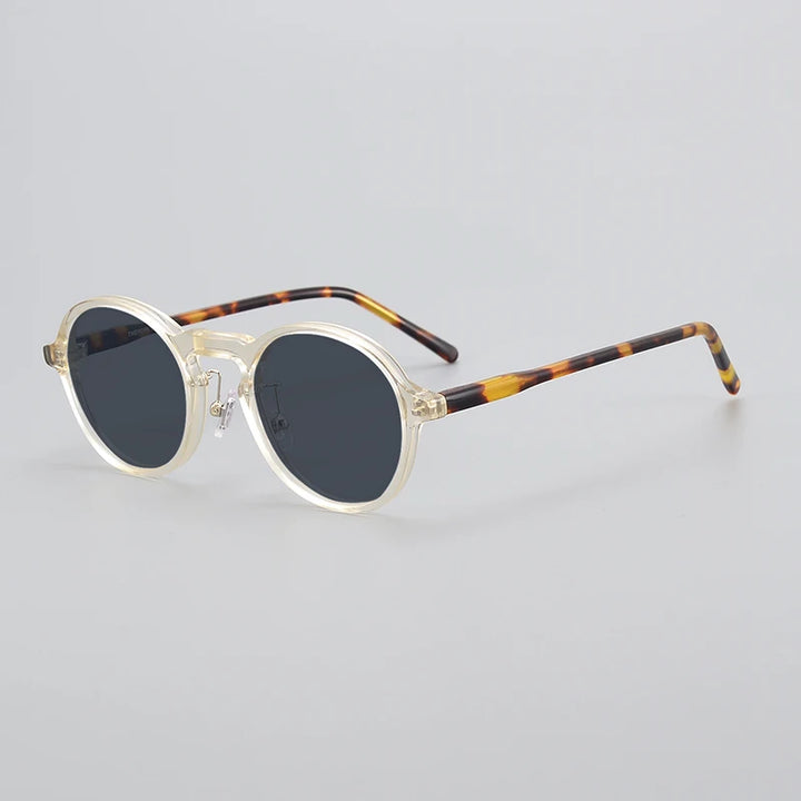 Black Mask Unisex Full Rim Round Acetate Polarized Sunglasses 14543 Full Rim Black Mask Tortoise-Gray As Shown