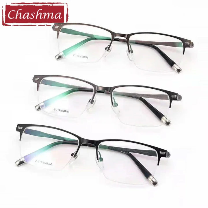 Chashma Ottica Unisex Semi Rim Square Titanium Eyeglasses 27009 Semi Rim Chashma Ottica