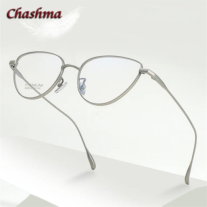 Chashma Ochki Women's Full Rim Oval Cat Eye Titanium Eyeglasses 303038