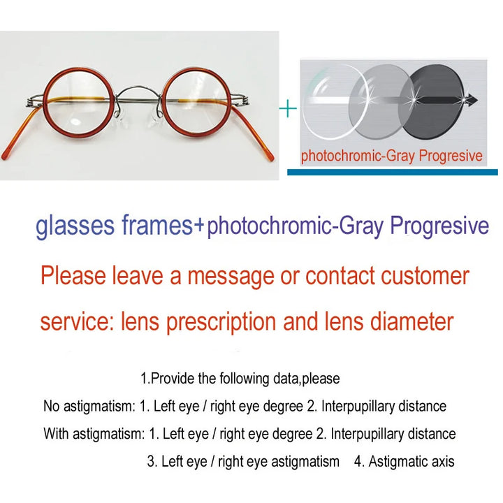 Yujo Unisex Full Rim Round Stainless Steel Acetate Custom Eyeglasses Y3434 Full Rim Yujo C12 CHINA
