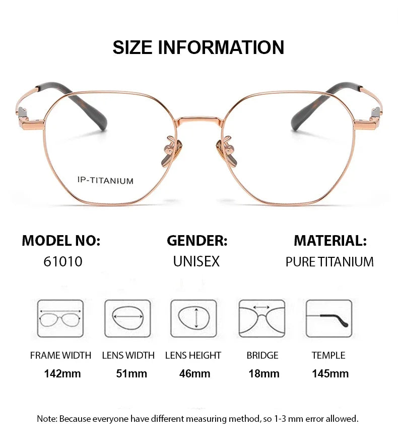 Summer Flower Unisex Full Rim Flat Top Polygon Titanium Eyeglasses 61010