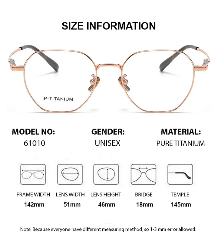 Summer Flower Unisex Full Rim Flat Top Polygon Titanium Eyeglasses 61010