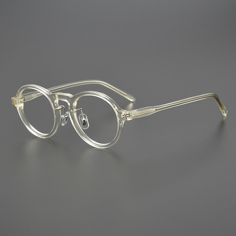 Gatenac Unisex Full Rim Round Acetate Eyeglasses Gxyj1043 Full Rim Gatenac Yellow