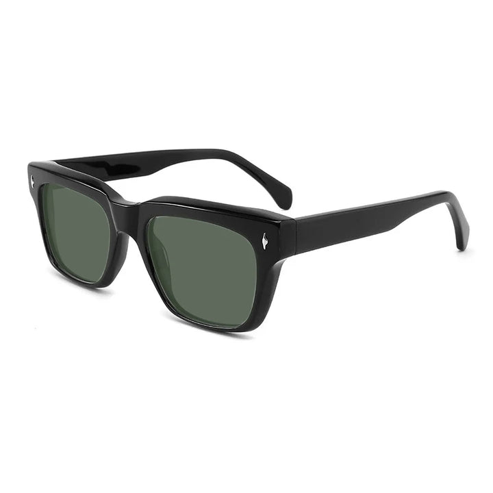 Gatenac Unisex Full Rim Square Polarized Acetate Sunglasses Mo15 Sunglasses Gatenac Black Green