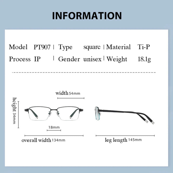 Handoer Women's Semi Rim Square Titanium Eyeglasses 0907 Semi Rim Handoer