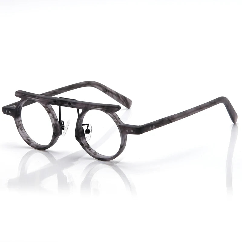 Muzz Unisex Full Rim Round Double Bridge Acetate Eyeglasses P596 Full Rim Muzz C 1