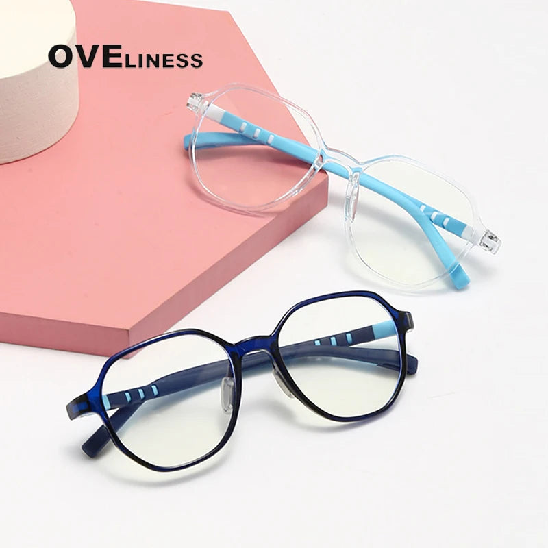 Oveliness Youth Unisex Full Rim Flat Top Oval Tr 90 Titanium Eyeglasses 91032 Full Rim Oveliness   