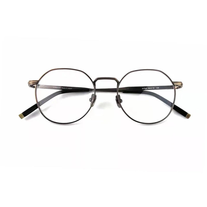 Black Mask Unisex Full Rim Round Titanium Eyeglasses M137 Full Rim Black Mask Bronze
