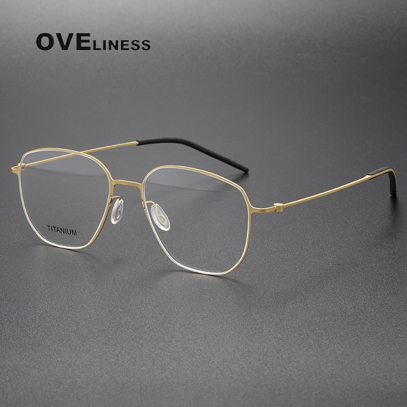 Oveliness Unisex Full Rim Square Screwless Titanium Eyeglasses 5505 Full Rim Oveliness gold