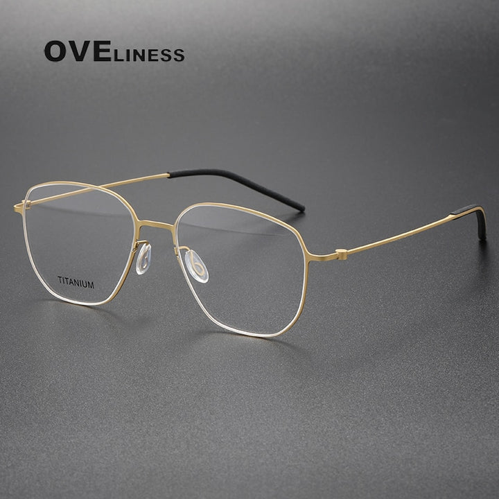 Oveliness Unisex Full Rim Square Screwless Titanium Eyeglasses 5505 Full Rim Oveliness gold