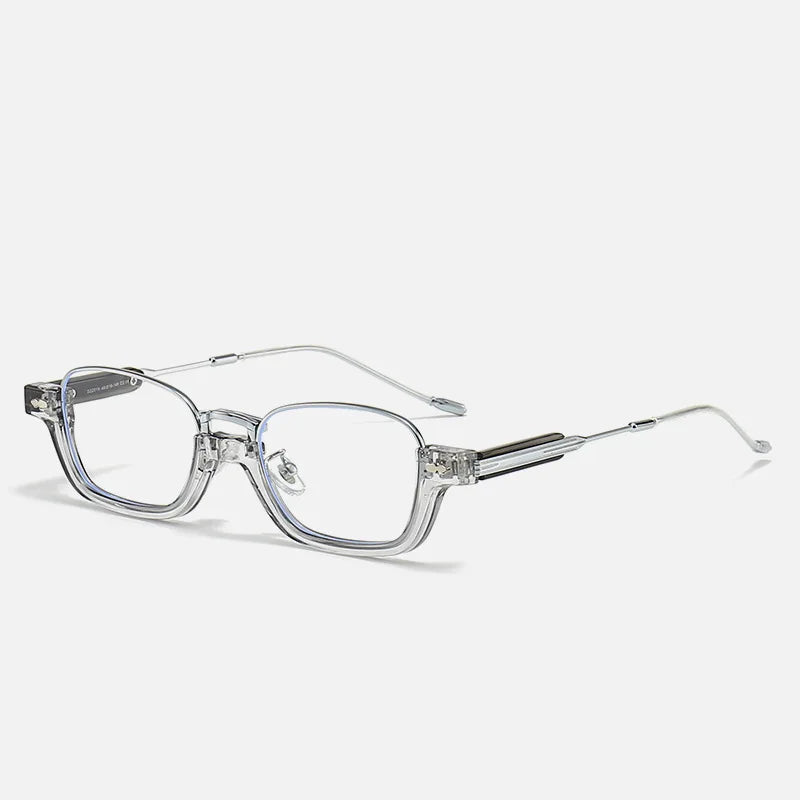 Kocolior Unisex Semi Rim Acetate Stainless Steel Hyperopic Reading Glasses 22015 Reading Glasses Kocolior Gray 0