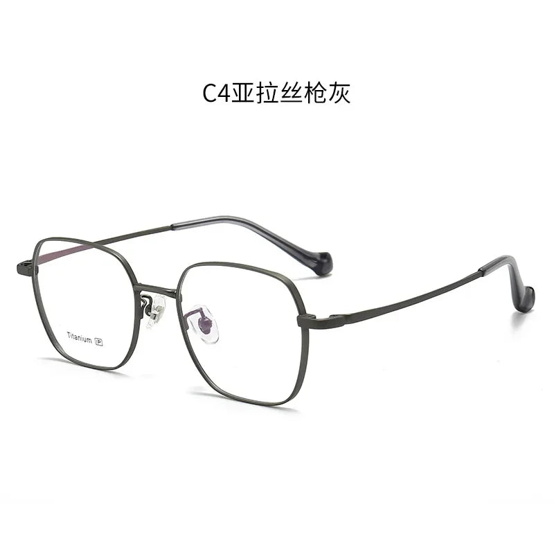 Aror Women's Full Rim Square Polygon Titanium Eyeglasses 495026 Full Rim Aror Gray