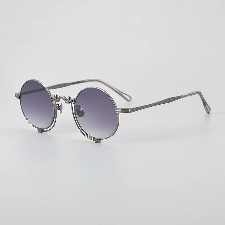 Black Mask Unisex Full Rim Round Titanium Polarized Sunglasses 10601 Sunglasses Black Mask Gun Gray As Shown