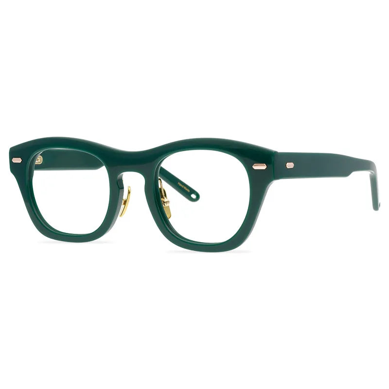 Black Mask Unisex Full Rim Acetate Square Eyeglasses 9558 Full Rim Black Mask Green