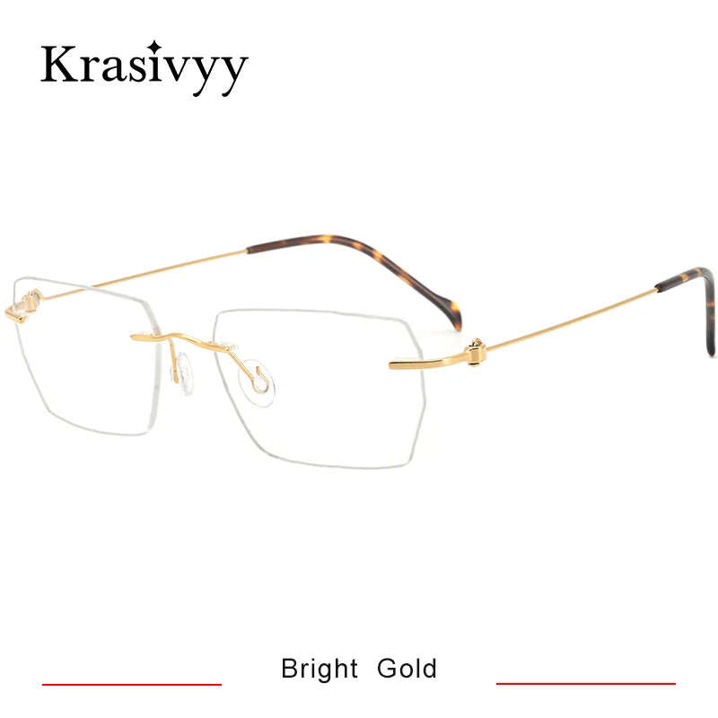 Krasivyy Women's Rimless Polygon Square Titanium Eyeglasses 55008