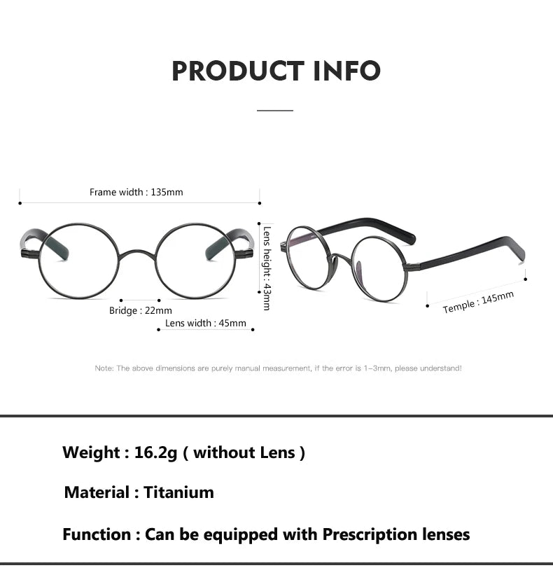 Oveliness Women's Full Rim Round Titanium Eyeglasses 91101
