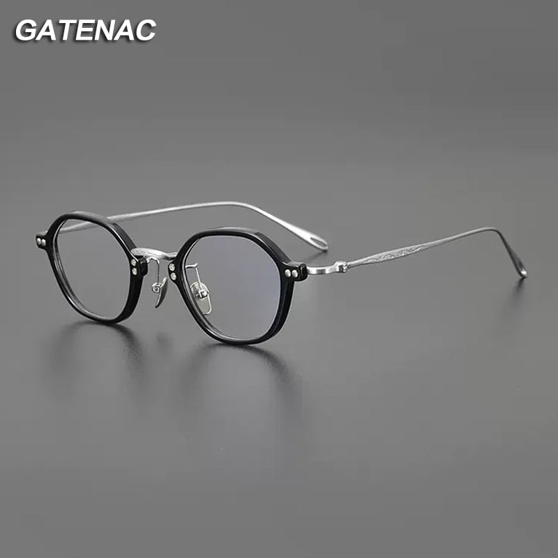 Gatenac Unisex Full Rim Round Titanium Acetate Eyeglasses Gxyj1090 Full Rim Gatenac