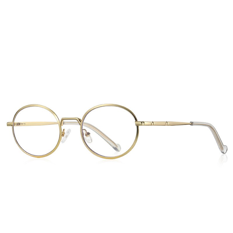 CCspace Unisex Full Rim Round Oval Alloy Eyeglasses 56142 Full Rim CCspace China Gold