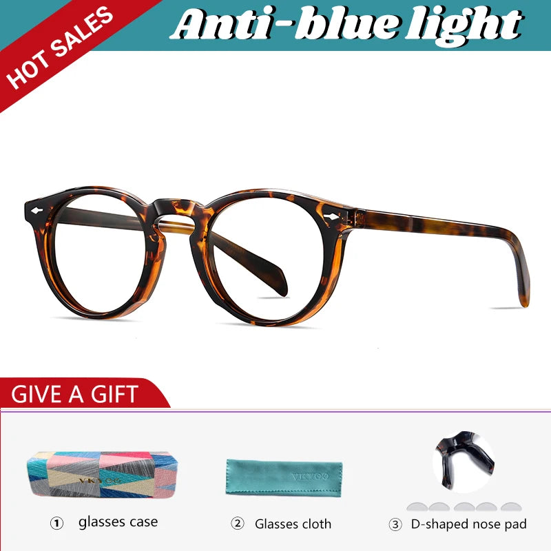 Vicky Unisex Full Rim Round Acetate Myopic Reading Glasses Polarized 31102 Reading Glasses Vicky Prescription custom S31102-C2-1