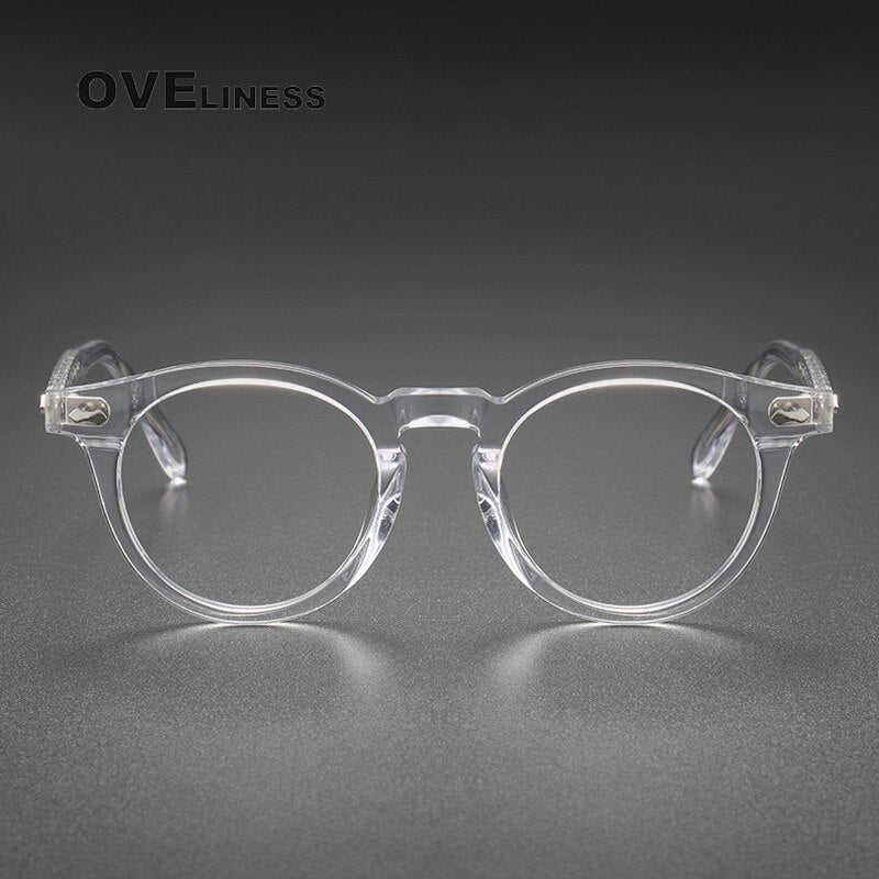 Oveliness Unisex Full Rim Round Acetate Titanium Eyeglasses 505 Full Rim Oveliness