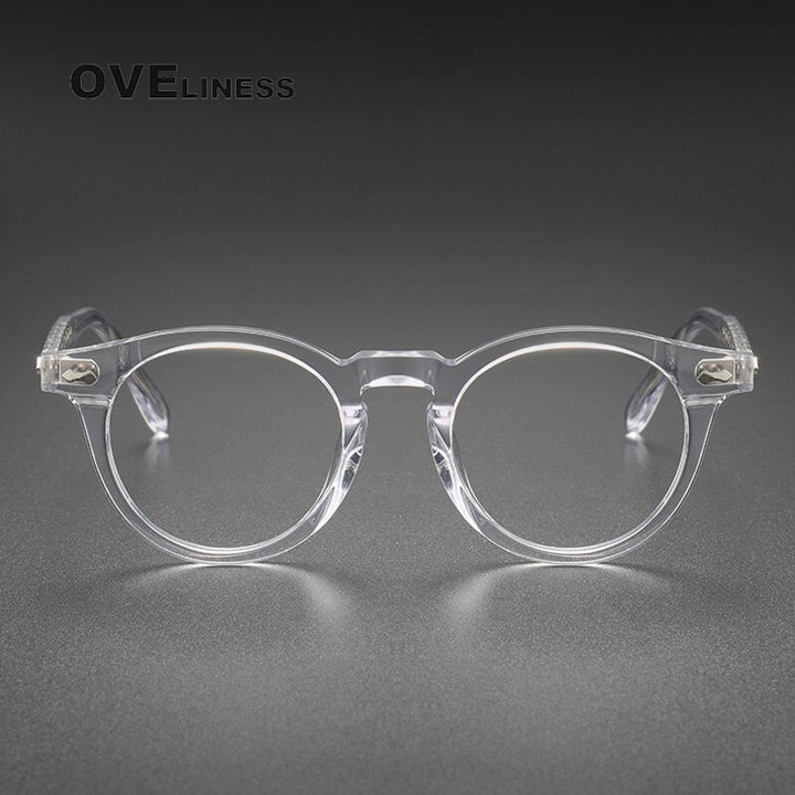 Oveliness Unisex Full Rim Round Acetate Titanium Eyeglasses 505 Full Rim Oveliness