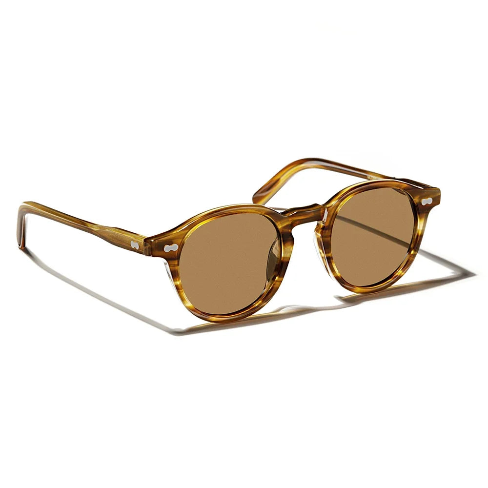 Hewei Unisex Full Rim Round Acetate Polarized Sunglasses 5166 Sunglasses Hewei caramel vs brown Other 
