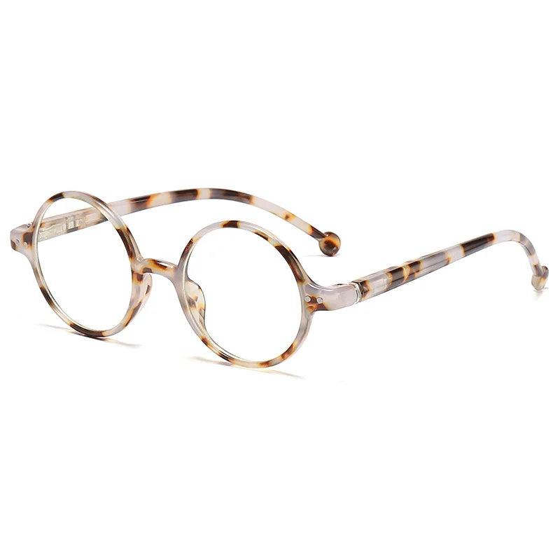 Kocolior Unisex Full Rim Round Acetate Hyperopic Reading Glasses 5067 Reading Glasses Kocolior Print White 0