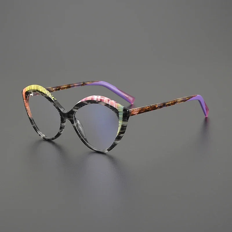 Hewei Unisex Full Rim Oval Cat Eye Acetate Eyeglasses 16145 Full Rim Hewei C4 CHINA