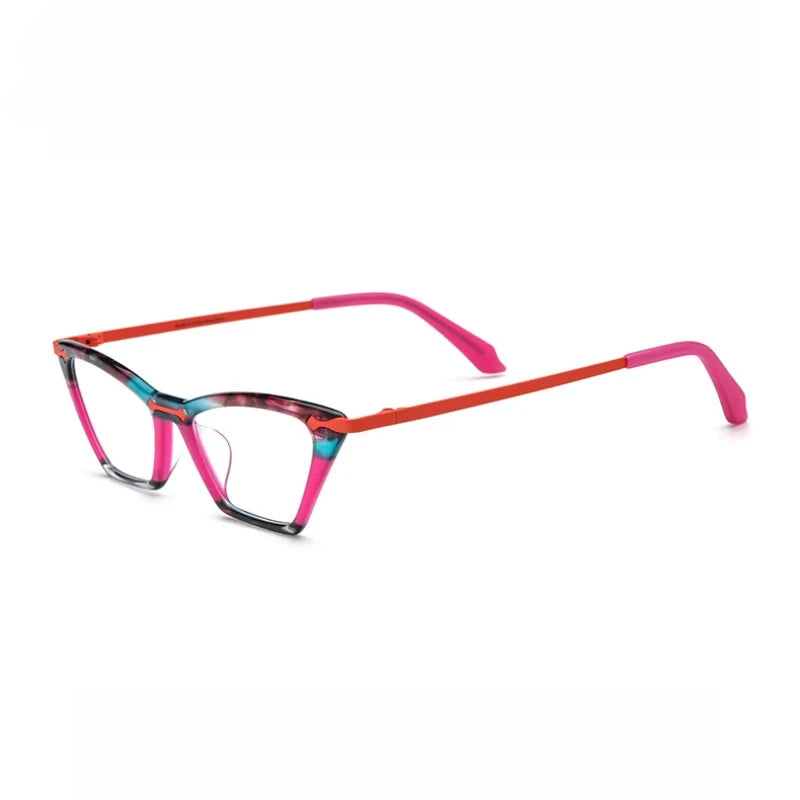 Hewei Unisex Full Rim Square Cat Eye Acetate Eyeglasses 19379 Full Rim Hewei C2 CHINA