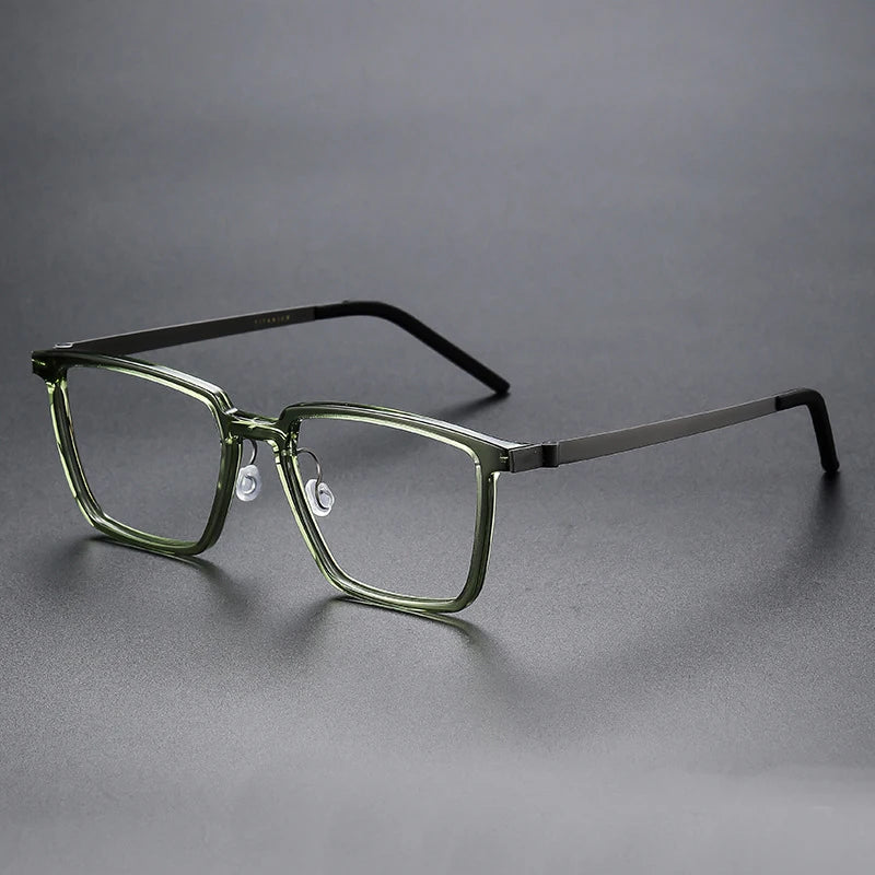 Black Mask Unisex Full Rim Big Square Titanium Acetate Eyeglasses D844 Full Rim Black Mask Green