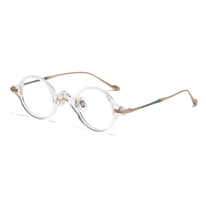 Gatenac Unisex Full Rim Round Acetate Titanium Eyeglasses Gxyj1041 Full Rim Gatenac Transparent