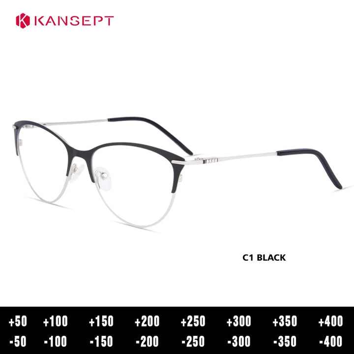 Kansept Women's Full Rim Oval Cat Eye Alloy Tr 90 Reading Glasses 53751