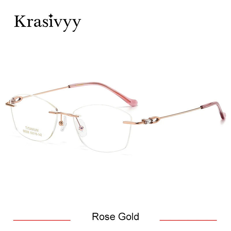Krasivyy Women's Rimless Oval Square Titanium Eyeglasses 36006
