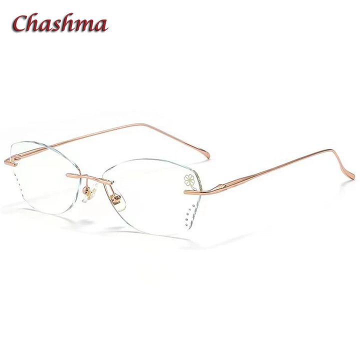 Chashma Ochki Women's Rimless Butterfly Titanium Steel Eyeglasses 318959