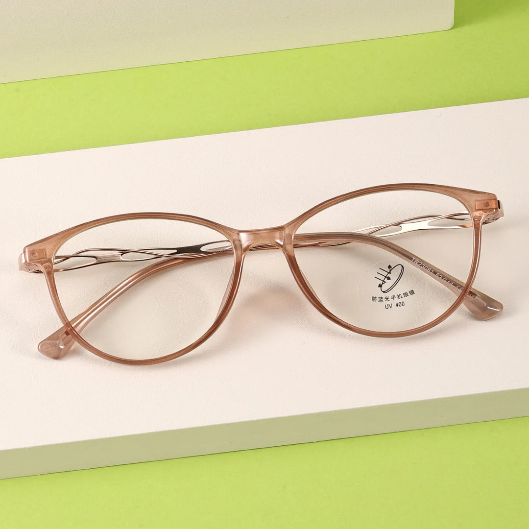 Gmei Women's Full Rim Oval Tr 90 Titanium-Alloy Eyeglasses 23081