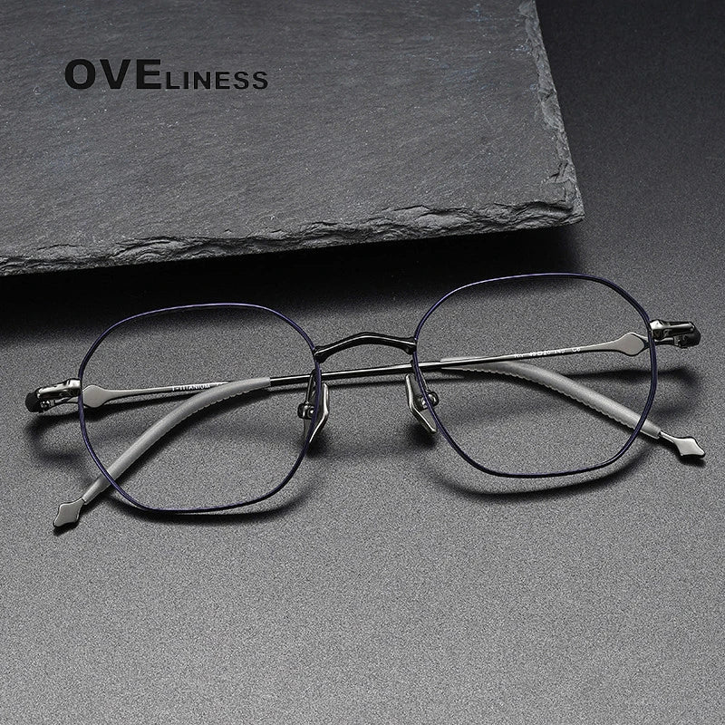 Oveliness Unisex Full Rim Polygon Titanium Eyeglasses 4220 Full Rim Oveliness