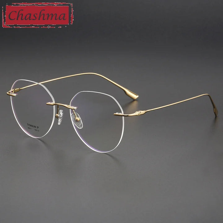 Chashma Unisex Rimless Flat Top Oval Titanium Reading Glasses 996611 Reading Glasses Chashma Rose Gold Progressive 1.67|Photo Brown