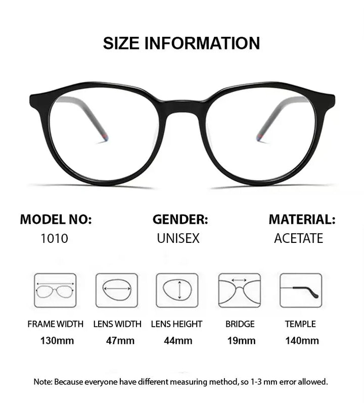 Summer Flower Women's Full Rim Round Acetate Eyeglasses 81010 Full Rim Summer Flower