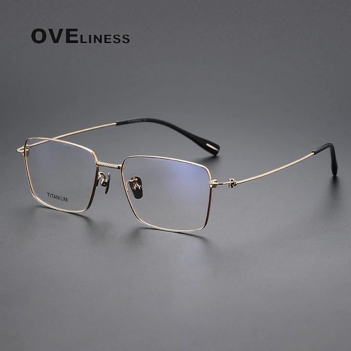 Oveliness Men's Full Rim Square Titanium Eyeglasses 80912 Full Rim Oveliness gold  