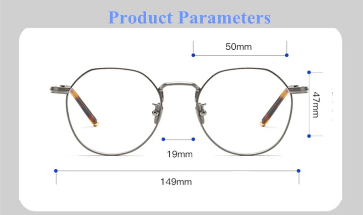 Black Mask Unisex Full Rim Polygon Round Titanium Eyeglasses 14919 Full Rim Black Mask