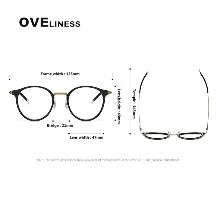 Oveliness Unisex Full Rim Round Titanium Eyeglasses 8202302 Full Rim Oveliness