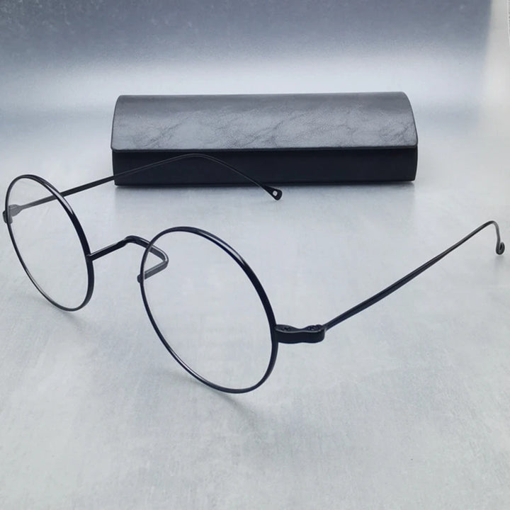 Black Mask Women's Full Rim Round Titanium Eyeglasses 285666