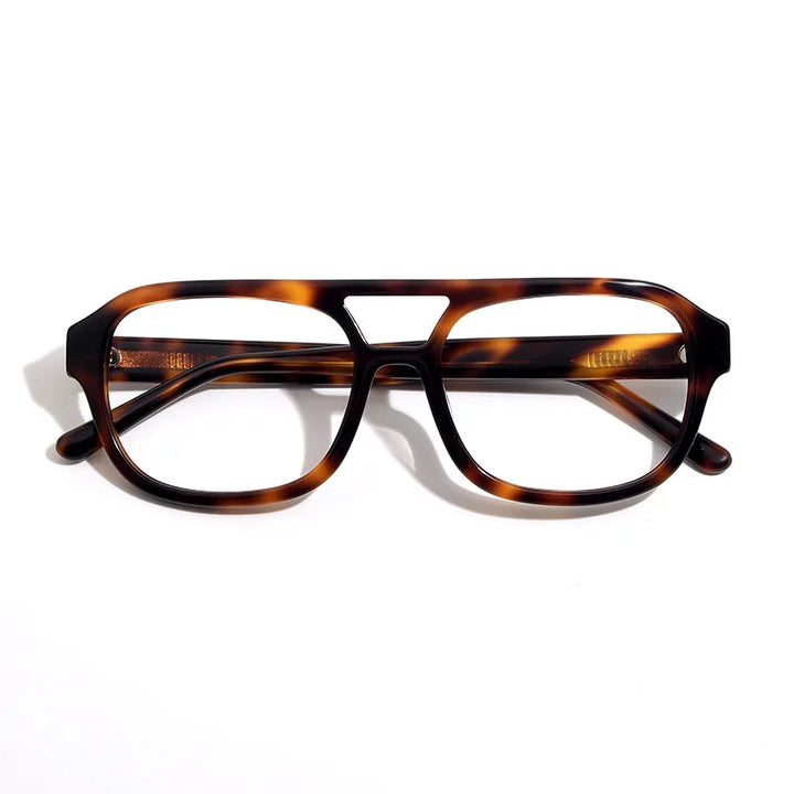 Black Mask Unisex Full Rim Square Double Bridge Acetate Eyeglasses 908 Full Rim Black Mask