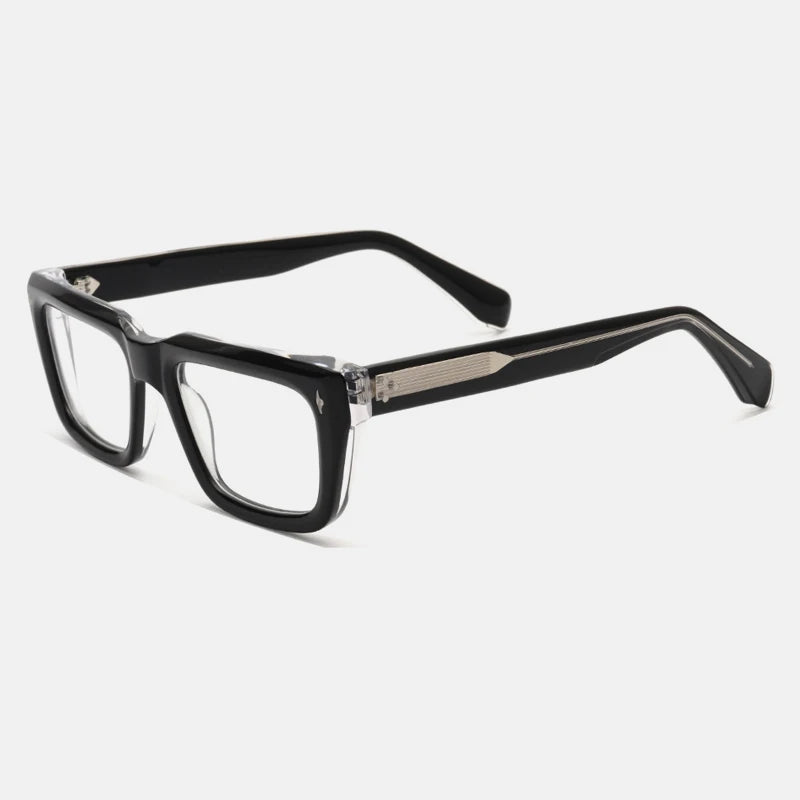 Gatenac Unisex Full Rim Square Acetate Eyeglasses Gxyj1200 Full Rim Gatenac Black Transparent