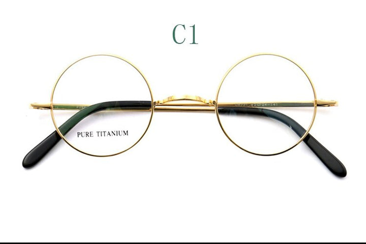 Yujo Unisex Full Rim 42 mm Round Titanium Eyeglasses Full Rim Yujo C1 China