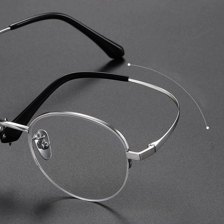 Bclear Unisex Semi Rim Round Titanium Eyeglasses 86682 Semi Rim Bclear