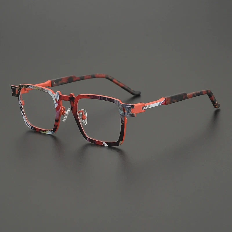 Gatenac Unisex Full Rim Square Titanium Acetate Eyeglasses Gxyj5910